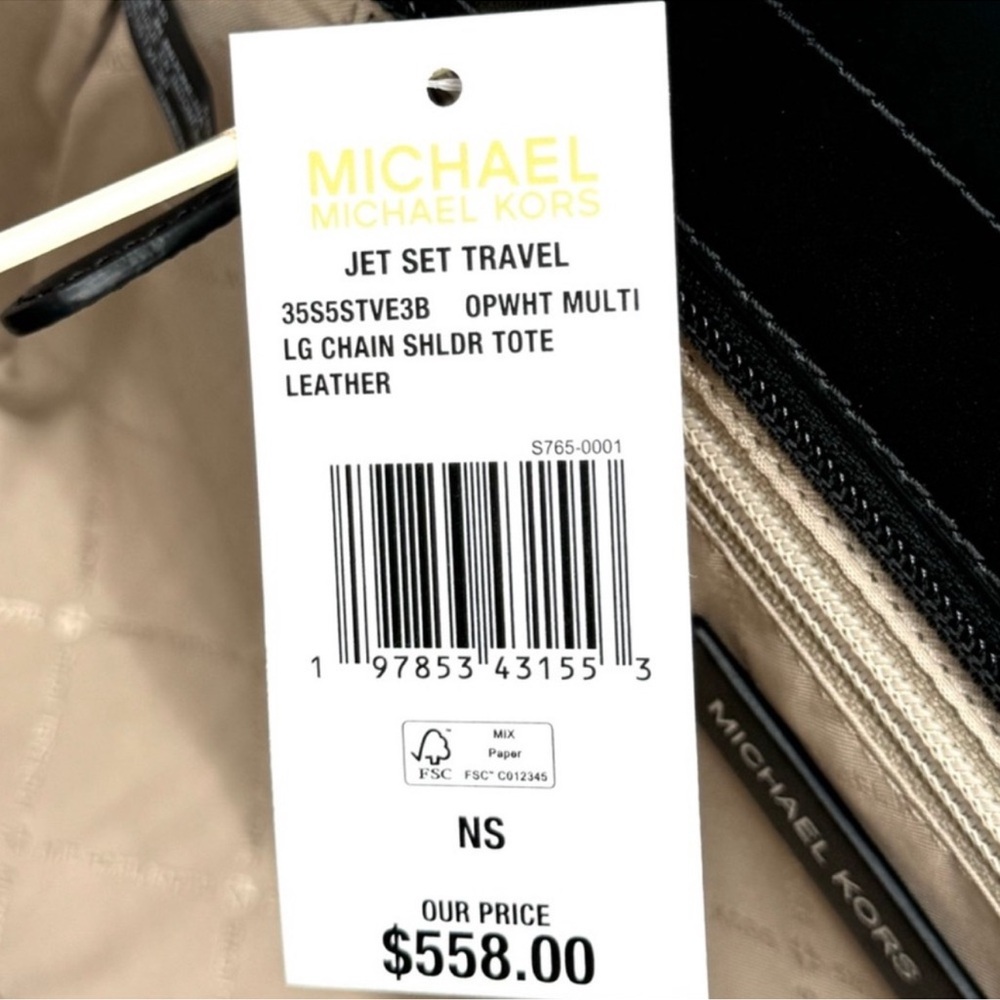 Michael Kors Large Jet Set Travel Chain Shoulder Bag Optic White Multi - Picture 11 of 11